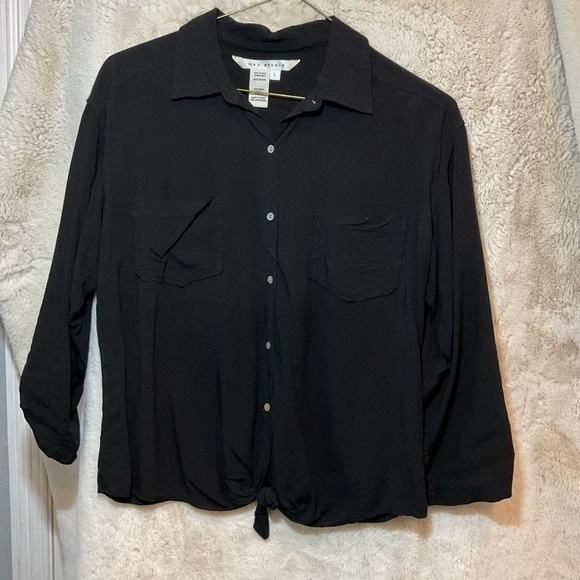 Max Studio Tops - Black long sleeve button up shirt